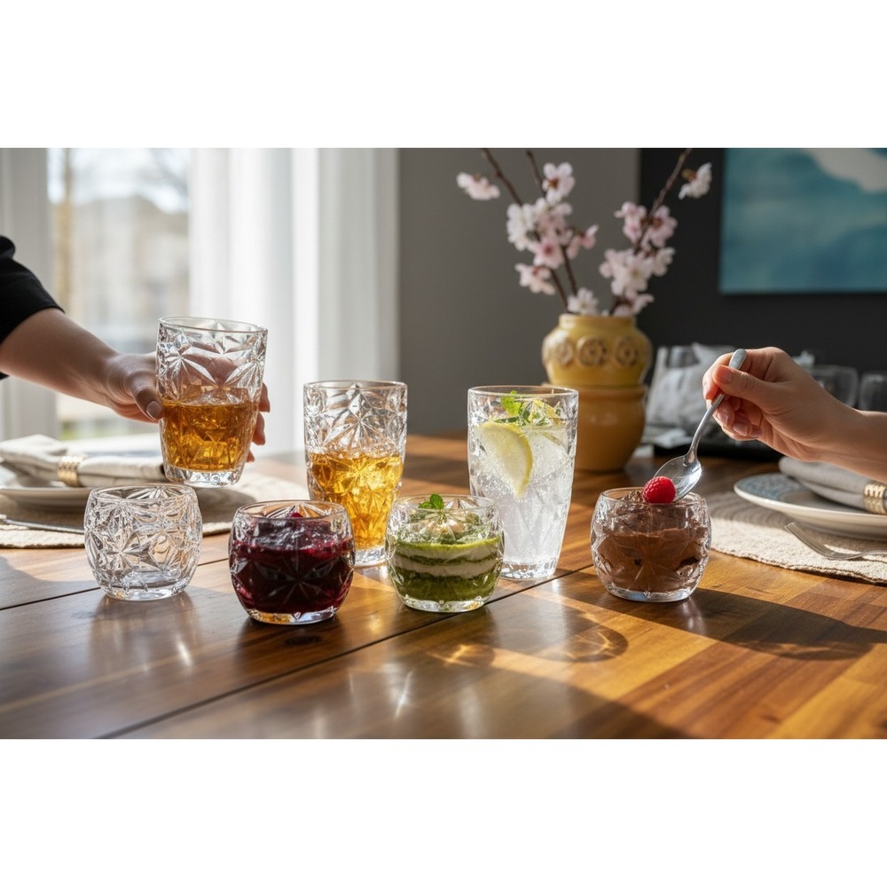 Glassware Set Unisex OS Clear Very Good Geometric Starburst 5pc